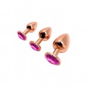 Анальная пробка Wooomy Tralalo Rose Gold Metal Plug MAGENTA L