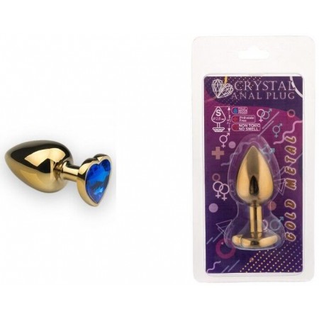 Анальная пробка, Gold Heart Sapphire, S