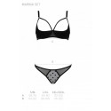 Эротический комплект Passion MARINA SET WITH OPEN BRA, S/M, black, открытые чашки