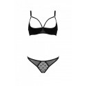 Эротический комплект Passion MARINA SET WITH OPEN BRA, S/M, black, открытые чашки
