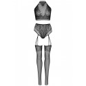 Комплект Leg Avenue Crop top and garter panty Black
