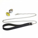 Металлическая анальная пробка Art of Sex Metal Anal Plug with Leash  size L с поводком