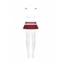 Еротичний костюм школярки з мініспідницею Obsessive Schooly 5pcs costume S/M, біло-червоний, топ, сп