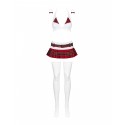 Еротичний костюм школярки з мініспідницею Obsessive Schooly 5pcs costume S/M, біло-червоний, топ, сп
