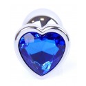 Металлическая анальная пробка, Silver Heart Blue, размер S