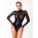 Боди Noir Handmade F321 Edge wetlook and mesh body with rings - M