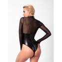 Боди Noir Handmade F321 Edge wetlook and mesh body with rings - M