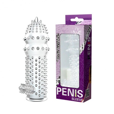 Эластичная насадка с шипиками и дополнительным стимулятором клитора Penis Sleeve