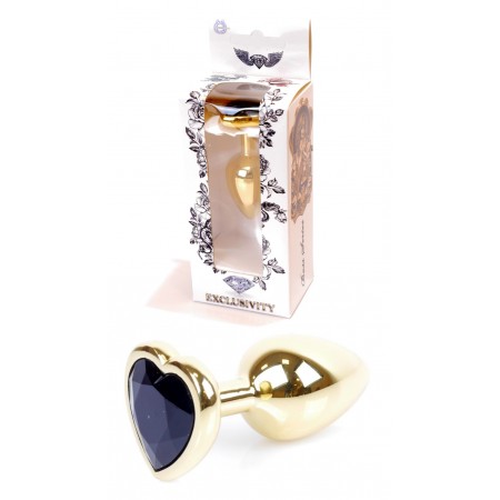 Анальная пробка Boss Series - Jewellery Gold Heart PLUG Black S