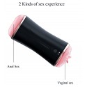 Мастурбатор з двома входами FOXSHOW Vibrating Masturbation Cup USB 10 + інтерактивні функції Black