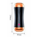 Мастурбатор з двома входами FOXSHOW Vibrating Masturbation Cup USB 10 + інтерактивні функції Black