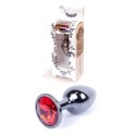 Анальний затор Boss Series - Jewellery Dark Silver PLUG Red S