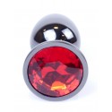 Анальний затор Boss Series - Jewellery Dark Silver PLUG Red S
