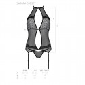 Корсет с пажами Passion SATARA CORSET S/M black, стринги, кружево, застежки спереди и сзади