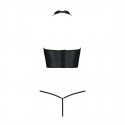 Комплект белья с открытой грудью Passion GENEVIA SET WITH OPEN BRA S/M black, корсет, стринги