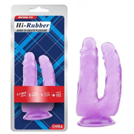 Анально-вагинальный фаллоимитатор на присоске CHISA Hi Rubber - 6.3 Inch Dildo Purple