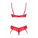 Комплект Obsessive Ingridia 2-pcs crotchless set M/L, червоний, з доступом, відкриті груди