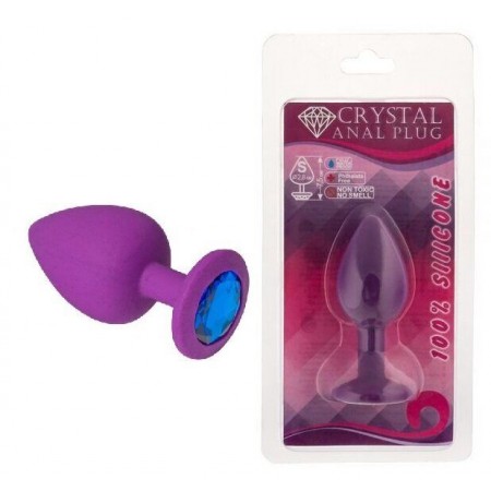 Силиконовая анальная пробка с кристаллом Purple Silicone Sapphire, размер S