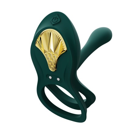 Смарт-ерекційне кільце Zalo -  BAYEK Turquoise Green, подвійне з ввідною частиною, пульт ДК