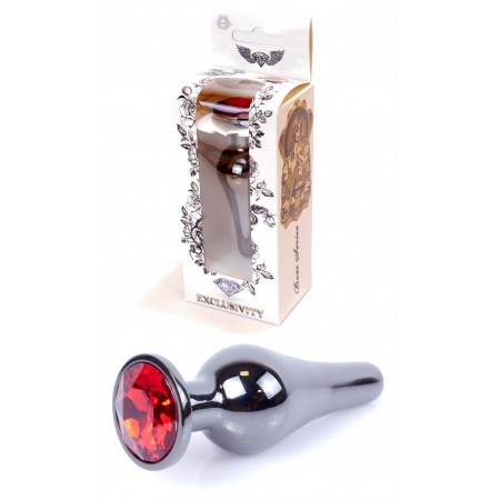 Анальний затор Boss Series - Jewellery Dark Silver BUTT PLUG Red