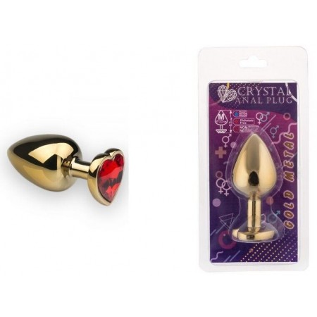 Анальная пробка, Gold Heart Ruby, M