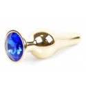 Анальная пробка Boss Series - Jewellery Gold BUTT PLUG Dark Blue