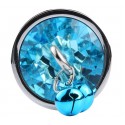 Анальна пробка з кристалом, дзвіночком та поводком Silver Blue, розмір M