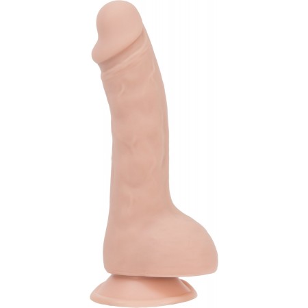 Изогнутый фаллоимитатор на присоске ADDICTION — BRAD 7,5 inch Dildo With Balls, Beige