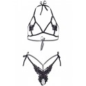 Комплект Leg Avenue Open cup bra and pearl panty Black