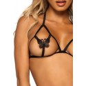 Комплект Leg Avenue Open cup bra and pearl panty Black
