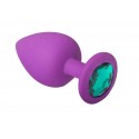 Силиконовая анальная пробка с кристаллом Purple Silicone Emerald, размер M