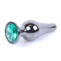 Анальная пробка Boss Series - Jewellery Dark Silver BUTT PLUG Green