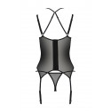 Корсет Passion DROSERA CORSET black, S/M, с креплениями для чулок, трусики в комплекте