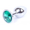 Анальная пробка Boss Series - Jewellery Silver PLUG Green S