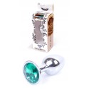 Анальная пробка Boss Series - Jewellery Silver PLUG Green S