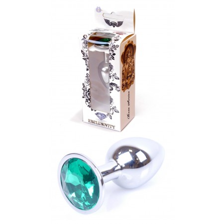 Анальная пробка Boss Series - Jewellery Silver PLUG Green S