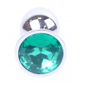 Анальная пробка Boss Series - Jewellery Silver PLUG Green S