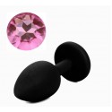 Силиконовая анальная пробка с кристаллом Silicon Black 04, размер S