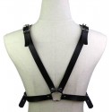 Портупея из искусственной кожи с фиксатором Womens PU Leather Chest Harness Caged Bra BLUE