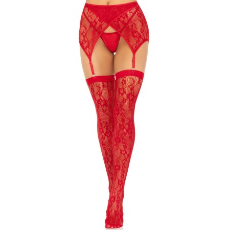 Чулки Leg Avenue Leg Avenue Lace thigh highs & garterbelt Red One Size