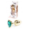 Анальная пробка Boss Series - Jewellery Gold Heart PLUG Green S