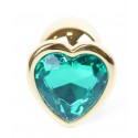 Анальная пробка Boss Series - Jewellery Gold Heart PLUG Green S