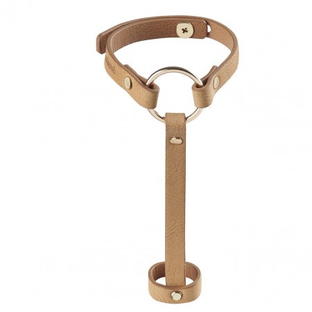 Пара браслетів на зап'ясті і палець Bijoux Indiscrets MAZE Hand Bracelet Harness Brown, екошкіра