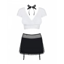 Еротичний костюм секретарки Obsessive Secretary suit 5pcs black S/M, чорно-білий, топ, спідниця, стр