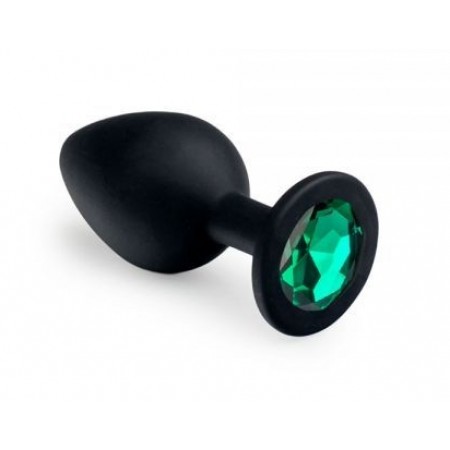 Силиконовая анальная пробка с кристаллом Black Silicone Emerald ( размер M )