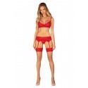 Комплект Obsessive Ingridia 3-pcs set XS/S, червоний, бюстгальтер, стрінги, пояс