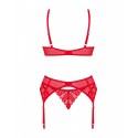 Комплект Obsessive Ingridia 3-pcs set XS/S, червоний, бюстгальтер, стрінги, пояс