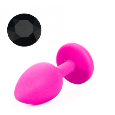 Силиконовая анальная пробка с кристаллом Silicon Pink 05, размер S