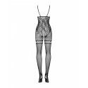 Бодістокінг Obsessive Bodystocking F213 S/M/L, імітація мереживного боді та резинки для панчіх