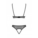Комплект із бралету з ажурним ліфом та відкритими трусиками Passion CHRISTA SET Open Bra L/XL black